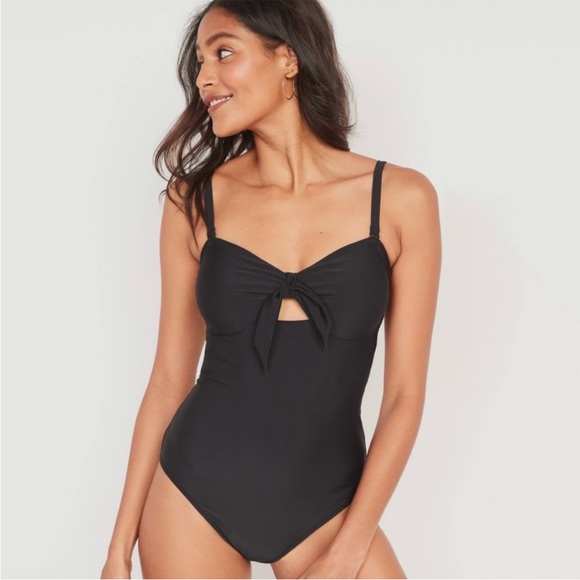 Old Navy Other - NWT Old Navy Tie Front Keyhole Bandeau Style One Piece Swimsuit in Black